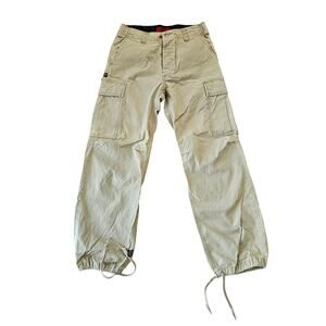 Vintage Men's Independent Tan Khaki Cargo Pant sz 28 Utility Y2K Vtg Casual